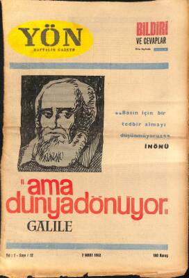 Yön Haftalık Gazete Gazetesi 7 Mart 1962 - ama dünya dönüyor Galile GZ115658 - 1