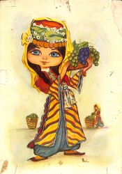 Yöresel Kıyafet Pop Art Kartpostal KRT18393 - Gökçekoleksiyon