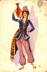 Yöresel Kıyafet Temalı Kartpostal (Küçük Boy) KRT21395 - Gökçekoleksiyon