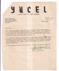 Yücel Aylık Sanat ve Fikir Dergisi Muhtar f.Enata İhsan Kaya Gürel Giresun İş Yeri Mektup Islak İmzalı - Gökçekoleksiyon