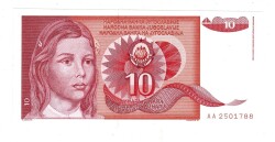 Yugoslavya 10 Dinara 1990 ÇİL *Prefix AA* YKP8283 - 3