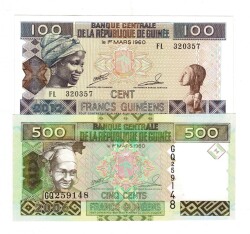 Gine 100/500 Francs 2006/2012 Takım ÇİL YKP8454 - Gökçekoleksiyon