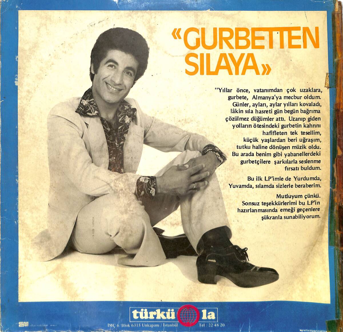 Yunus Bülbül - Gurbetten Sılaya LP PLAK (10/7) *Türküola Baskı* PLK26533 - 2
