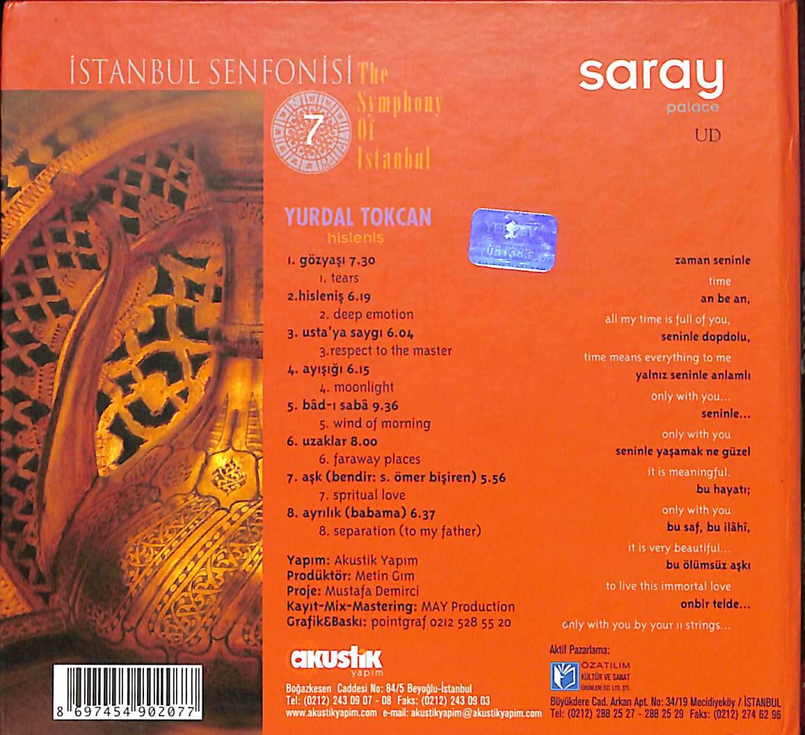 Yurdal Tokcan - İstanbul Senfonisi Saray 7 CD (İkinci El) CD5383 - 2
