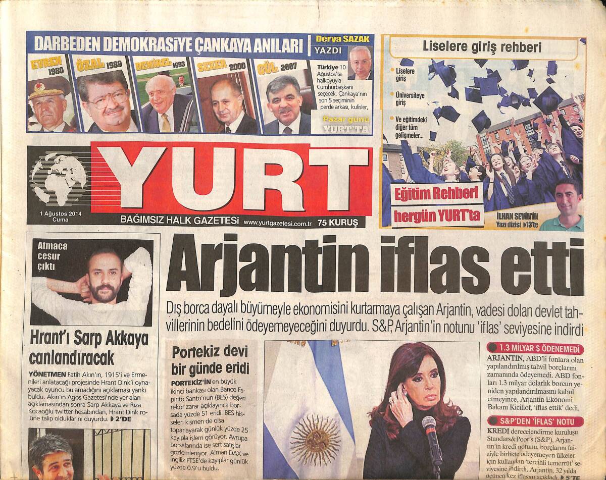 Yurt Gazetesi 1 Ağustos 2014 - Murat Göğebakan Yetim Kaldı - Sabancı Gerçek Mıro'yu Getiriyor - Ronaldinho'nun Kararı Ne Olacak? GZ136639 - 1