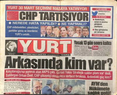 Yurt Gazetesi 10 Nisan 2014 - Hakan Şükürü Stattan Sildiler - CHP Tartışıyor GZ125503 - 1