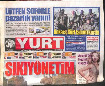 Yurt Gazetesi 12 Eylül 2013 - Sıkıyönetim, Ankara Kürt Taburu Kurdu GZ104945 - 1