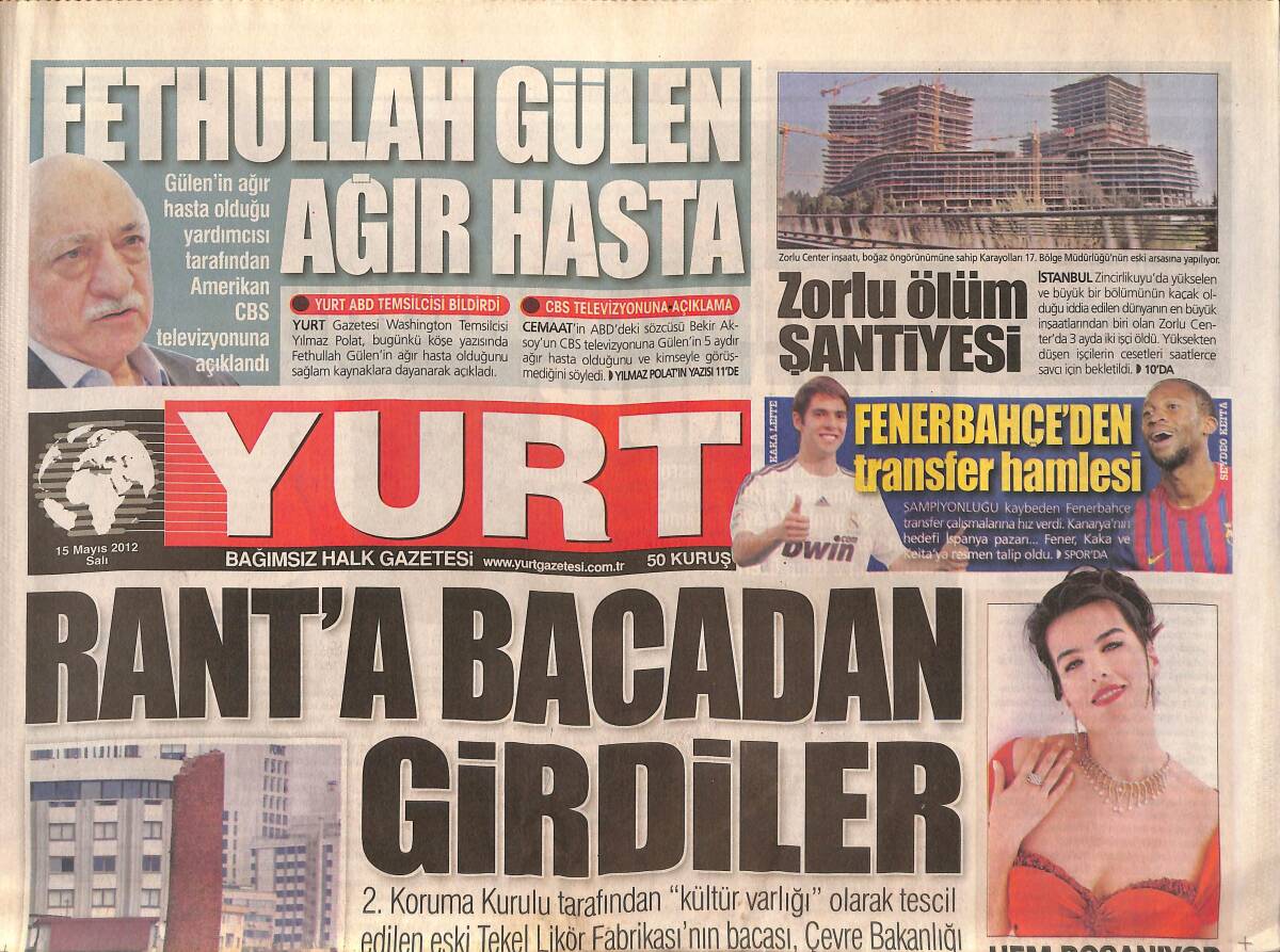 Yurt Gazetesi 15 Mayıs 2012 - Rant'a Bacadan Girdiler - Amerikan Futbolunun Diyarbakır Versiyonu - Fener Kaka Ve Keta'yı Resmen İstedi GZ137001 - 1