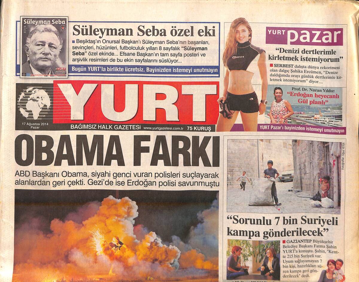 Yurt Gazetesi 17 Ağustos 2014 - Öcalan: Savaş Bitiyor - Obama Farkı GZ159860 - 1