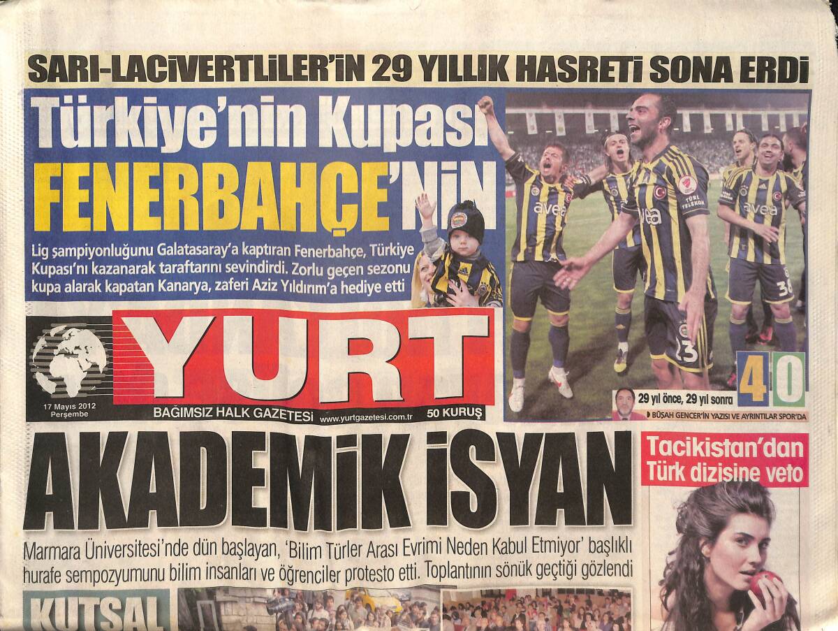 Yurt Gazetesi 17 Mayıs 2012 - Fenerbahçeliler'in 29 Yıllık Hasreti Sona Erdi! - Sadri Şener Almanya Yolcusu! GZ137412 - 1