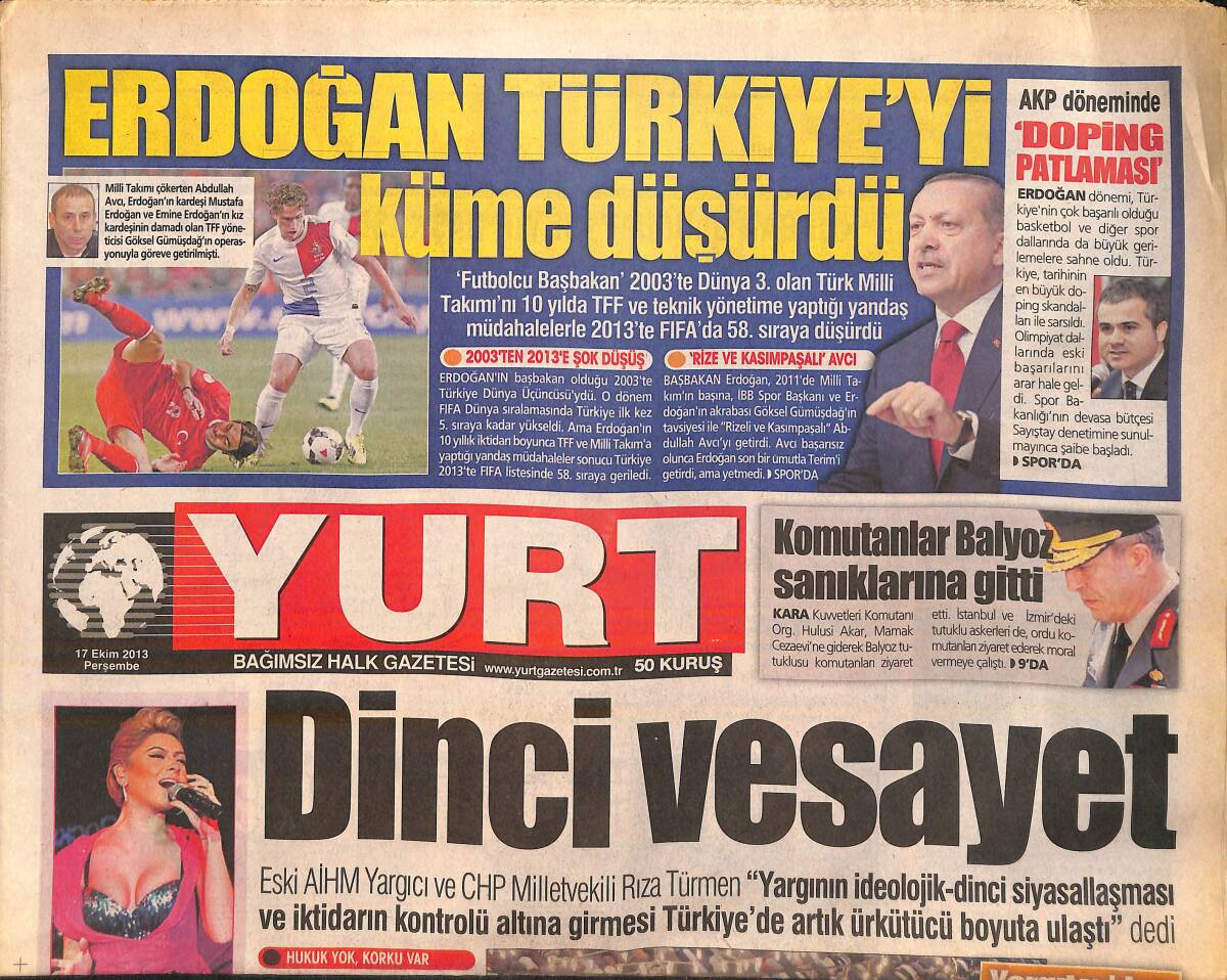 Yurt Gazetesi 17 Temmuz 2013 - Gülben Ergen'in Yeni Saçı Çok Beğenildi - Apple İflas Edecek GZ159863 - 1