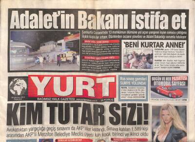 Yurt Gazetesi 18 Haziran 2012 - Adaletin Bakanı İstifa Et - Heybeli Adada Kahreden Yangın GZ124521 - 1