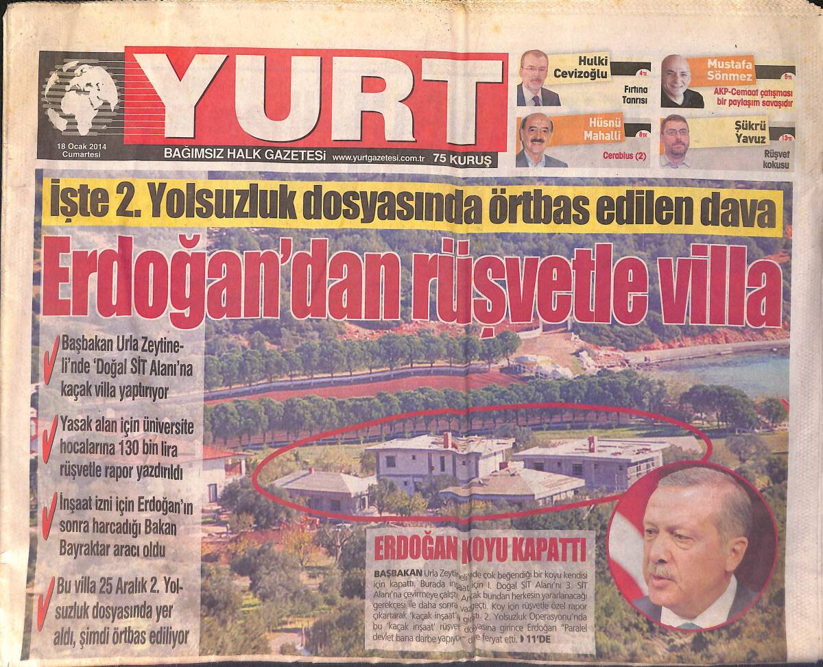 Yurt Gazetesi 18 Ocak 2014 - Yargıtay'ın Şike Kararı Fenerbahçe'ye Darbe Gibi Oldu - Ali Ağaoğlu'nun Talebi İBB'ye Takıldı GZ158650 - 1