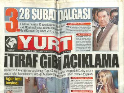 Yurt Gazetesi 26 Nisan 2012 - İtiraf Gibi Açıklama GZ107264 - 1