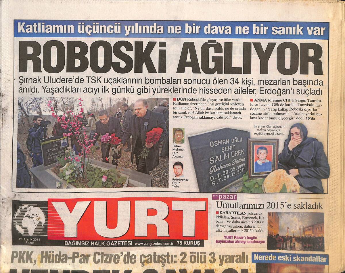 Yurt Gazetesi 28 Aralık 2014 - İngilizler Profumo'yu Unutmadı - Adriana Lima Çocuklarına Kangal Aldı GZ137000 - 1