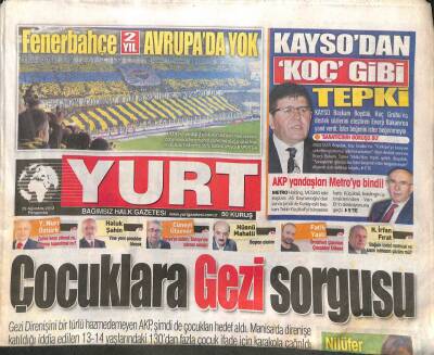 Yurt Gazetesi 29 Ağustos 2013 - Çocuklara Gezi Sorgusu GZ104610 - 1