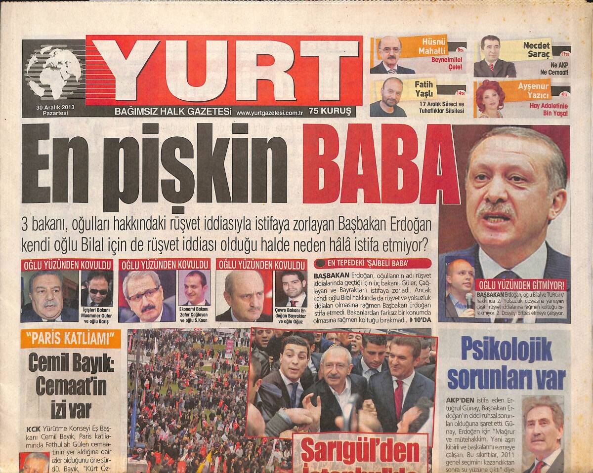 Yurt Gazetesi 30 Aralık 2013 - Sarıgül'den İstanbul'da CHP Şovu - Lebron'suz Miami'yi Chris Sırtladı GZ137002 - 1