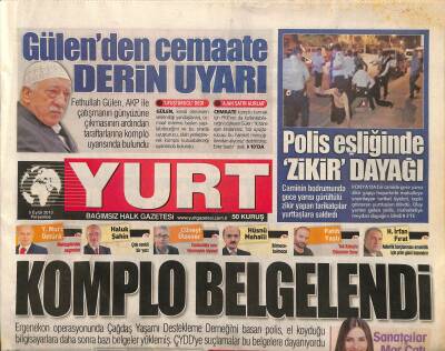 Yurt Gazetesi 5 Eylül 2013 - Şilede Hortum Manzarası - Komplo Belgelendi GZ116604 - 1