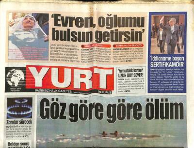 Yurt Gazetesi 5 Nisan 2012 - Somalide Canlı Bomba 11 Ölü 30 Yarlı GZ107569 - 1