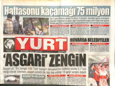 Yurt Gazetesi 7 Mayıs 2012 - Şanlurfayıda Sel Aldı - Erdoğana Büyük Oyun Sorusu GZ105434 - 1