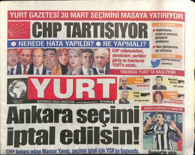 Yurt Gazetesi 7 Nisan 2014 - Erdoğandan Aliyeve Paralel Liste - Pamire Gözyaşlı Veda GZ100333 - 1