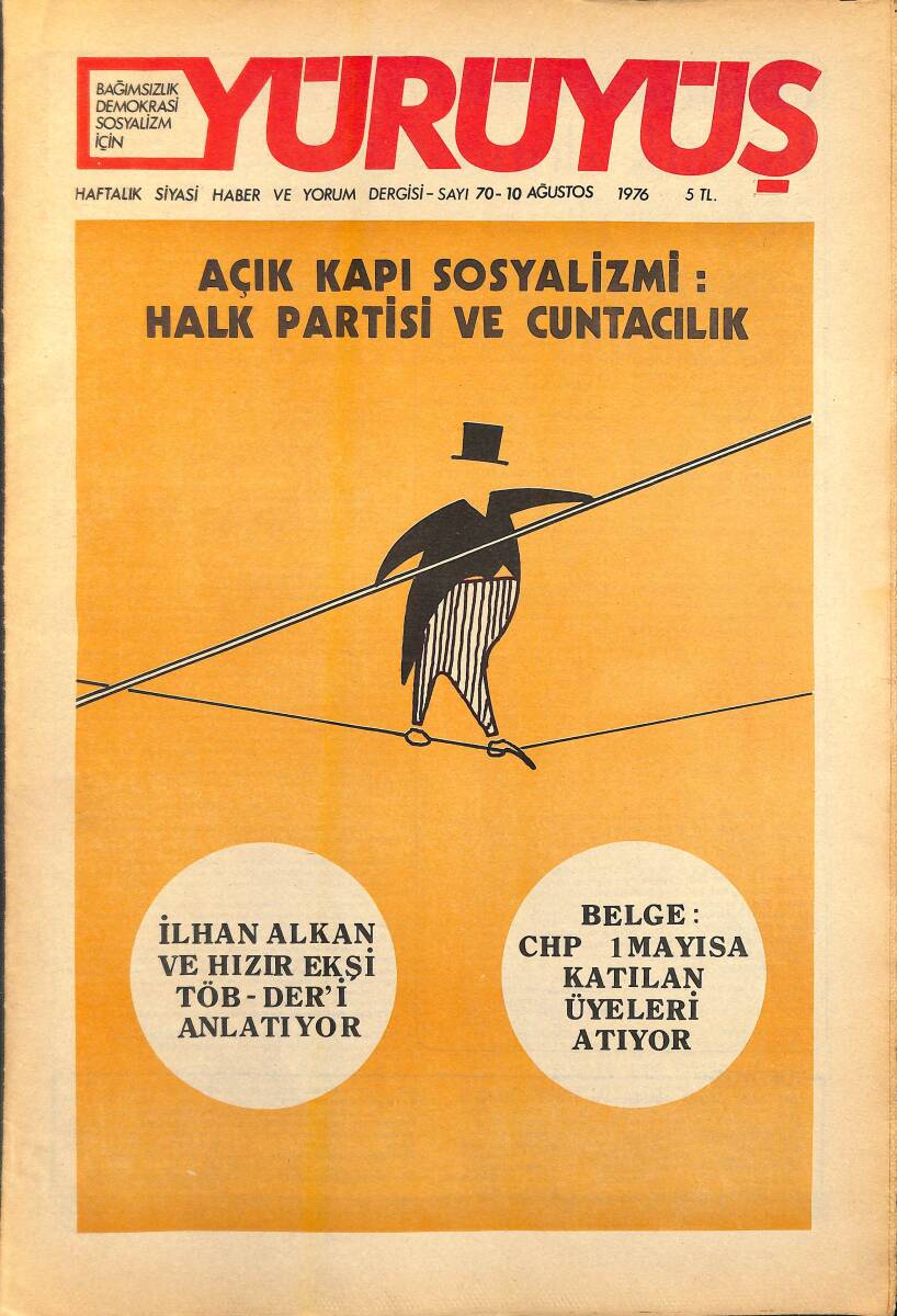 Yürüyüş Haftalık Siyasi Haber ve Yorum Dergisi 10 Ağustos 1976 Sayı: 70 - İlhan Alkan ve Hızır Ekşi TÖB-DER'i Anlatıyor NDR94449 - 1