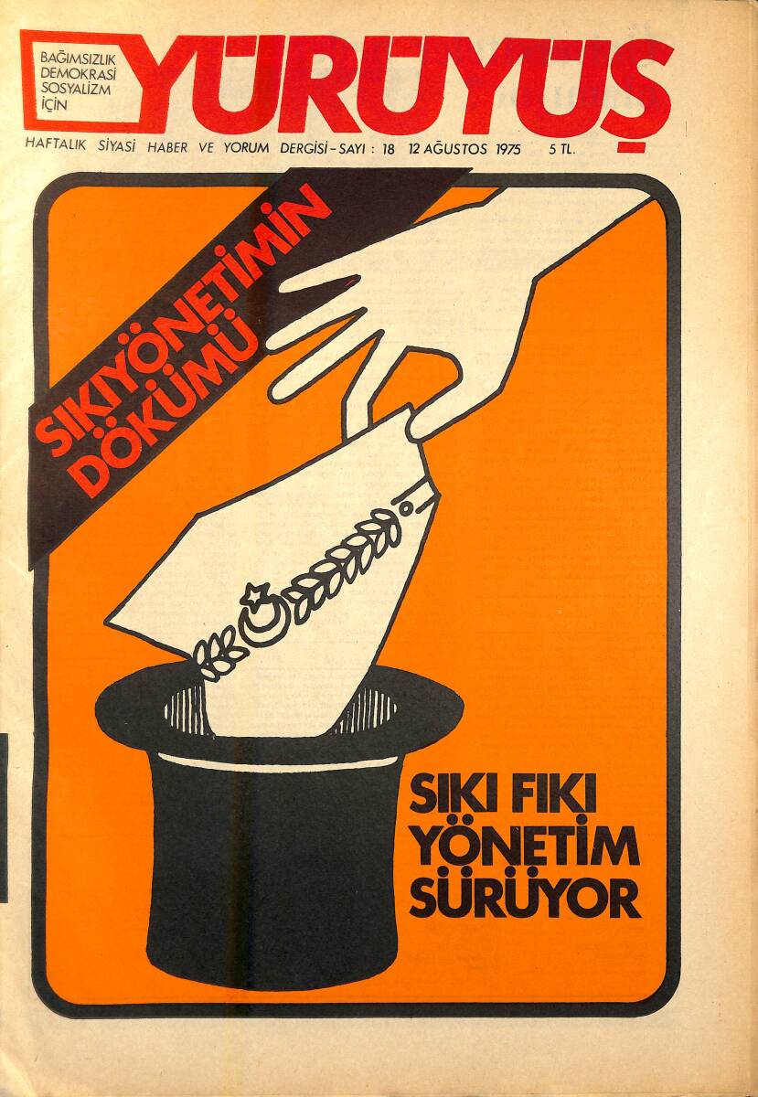 Yürüyüş Haftalık Siyasi Haber ve Yorum Dergisi 12 Ağustos 1975 Sayı: 18 - Sıkıyönetimin Dökümü - Sıkı Fıkı Yönetim Sürüyor NDR94443 - 1