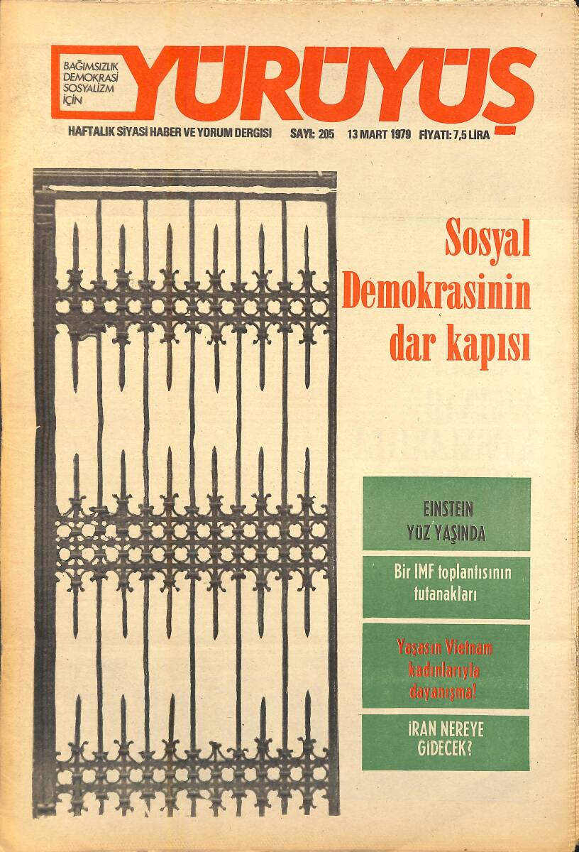 Yürüyüş Haftalık Siyasi Haber ve Yorum Dergisi 13 Mart 1979 - Sosyal Demokrasinin Dar Kapısı - İran Nereye Gidecek NDR94513 - 1