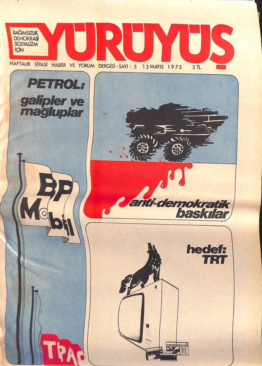 Yürüyüş Haftalık Siyasi Haber ve Yorum Dergisi 13 Mayıs 1975 Sayı: 5 - Anti-Demokratik Baskılar - Hedef 