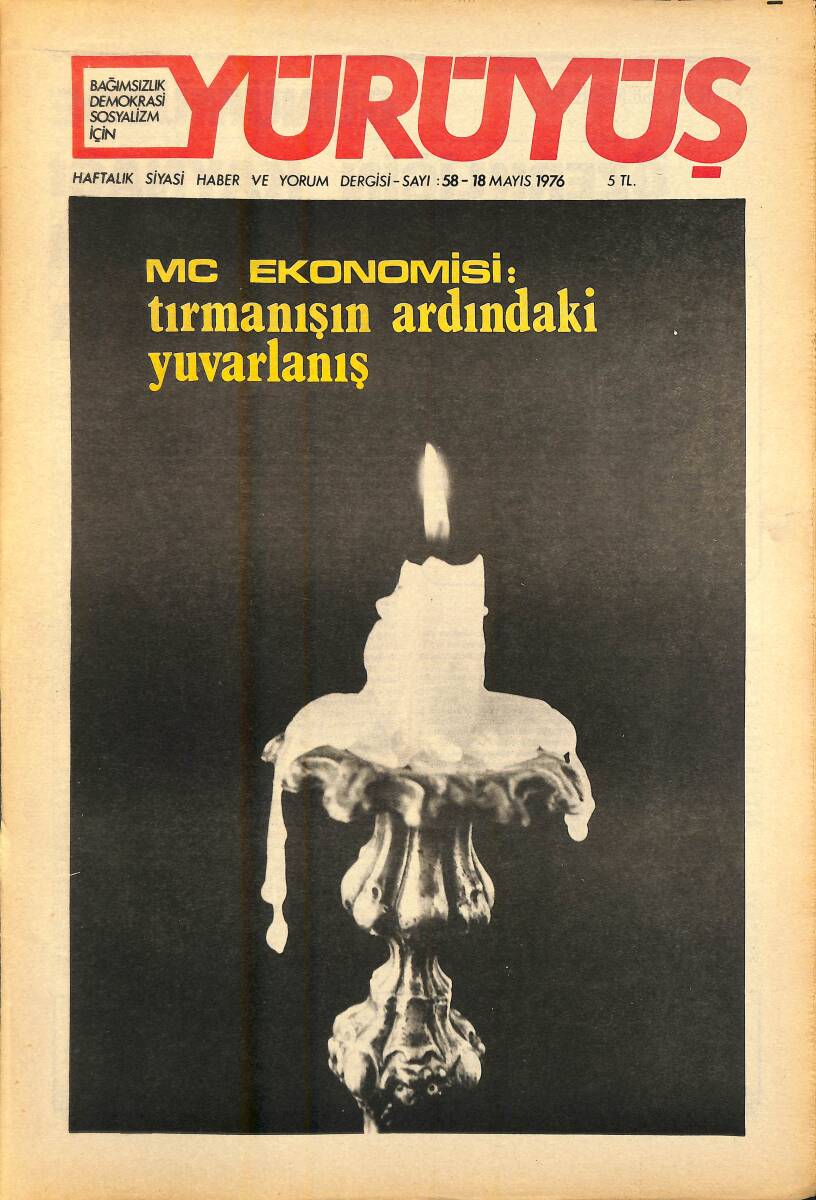 Yürüyüş Haftalık Siyasi Haber ve Yorum Dergisi 18 Mayıs 1976 Sayı 58 - MC Ekonomisi: Tırmanışın Ardındaki Yuvarlanış NDR93296 - 1