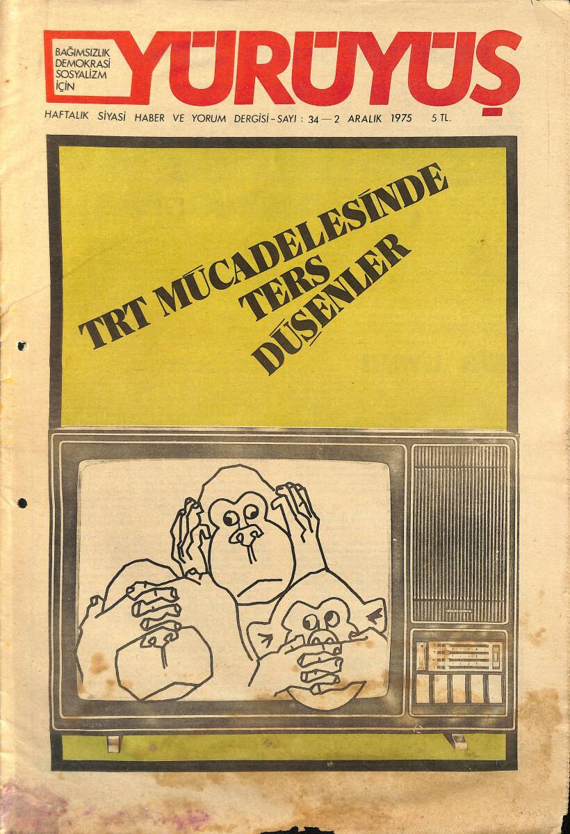 Yürüyüş Haftalık Siyasi Haber ve Yorum Dergisi 2 Aralık 1975 Sayı: 34 - TRT Mücadelesinde Ters Düşenler NDR99483 - 1