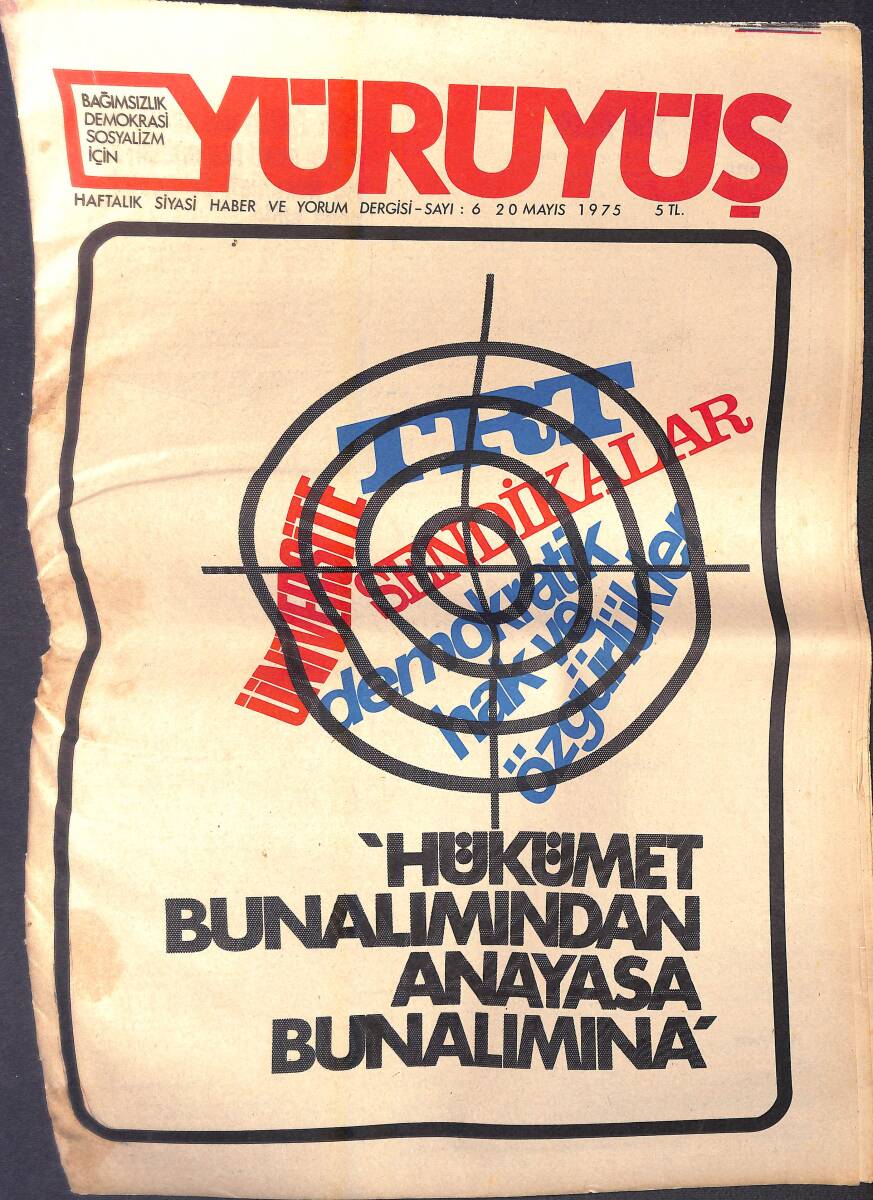Yürüyüş Haftalık Siyasi Haber ve Yorum Dergisi 20 Mayıs 1975 Sayı: 6 - Hükümet Bunalımından Anayasa Bunalımına NDR94380 - 1
