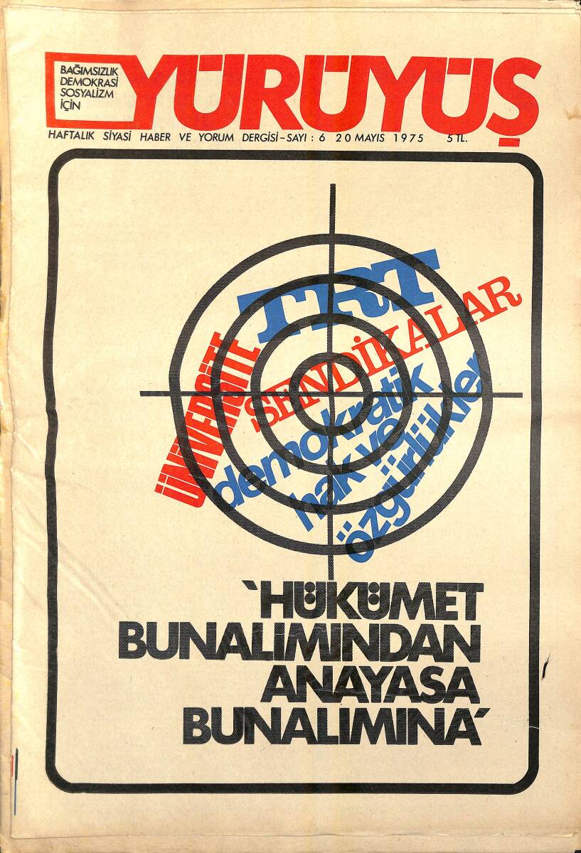 Yürüyüş Haftalık Siyasi Haber ve Yorum Dergisi 20 Mayıs 1975 Sayı 6 - Hükümet Bunalımından Anayasa Bunalımına NDR94516 - 1