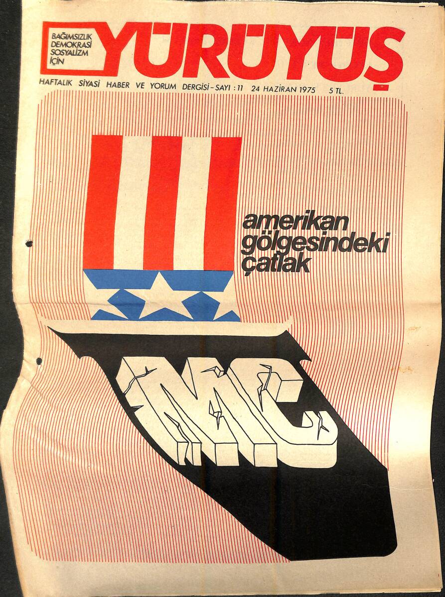 Yürüyüş Haftalık Siyasi Haber ve Yorum Dergisi 24 Haziran 1975 Sayı: 11 - Amerikan Gölgesindeki Çatlak - Ahmet Yıldız NDR94384 - 1