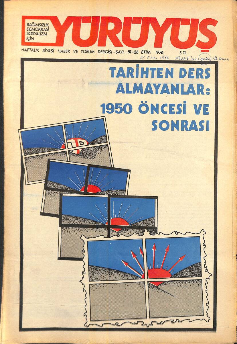 Yürüyüş Haftalık Siyasi Haber ve Yorum Dergisi 26 Ekim 1976 Sayı: 81 - Tarihten Ders Almayanlar 