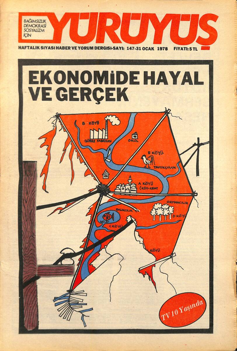 Yürüyüş Haftalık Siyasi Haber ve Yorum Dergisi 31 Ocak 1978 Sayı: 147 - Ekonomide Hayal ve Gerçek - TV 10 Yaşında NDR94409 - 1