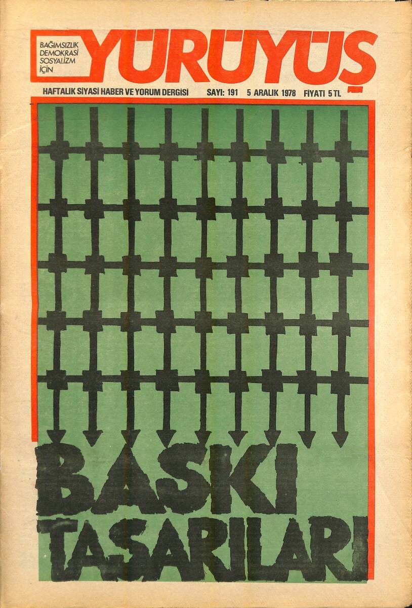Yürüyüş Haftalık Siyasi Haber ve Yorum Dergisi 5 Aralık 1978 Sayı 191 - Yenilik Geriye Götürüyorsa Yeniliğe Karşı Çıkmak Gerekir NDR93265 - 1