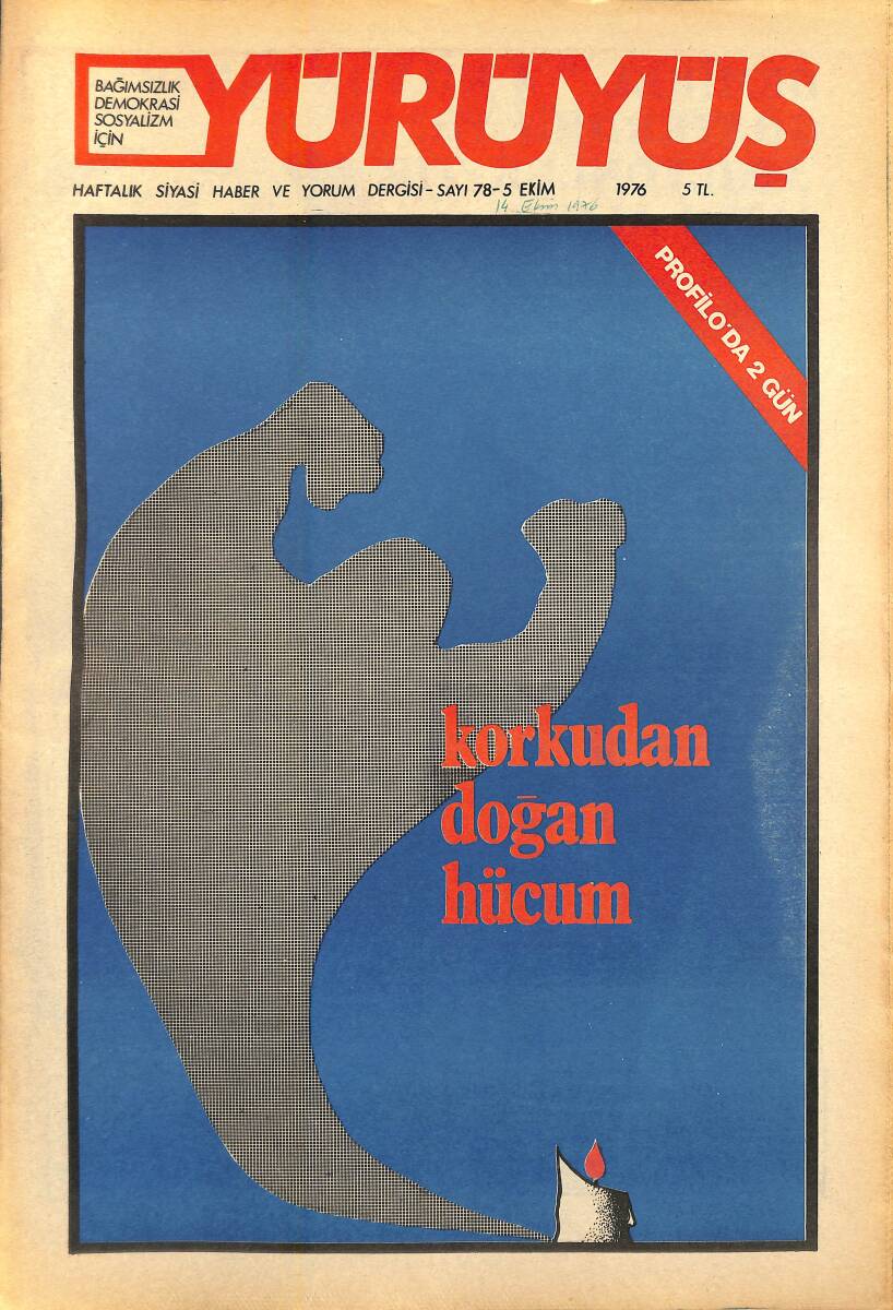 Yürüyüş Haftalık Siyasi Haber ve Yorum Dergisi 5 Ekim 1976 Sayı: 78 - Korkudan Doğan Hücum - Döneklerin Kadrolaşması NDR94455 - 1