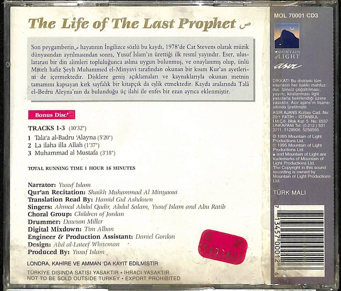 Yusuf İslam - The Life Of The Last Prophet CD (Sıfır) VCD25703 - 2