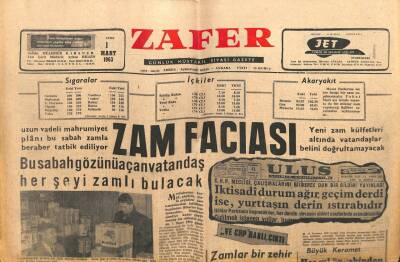 Zafer Gazetesi - 1 Mart 1963 - Zam Faciası GZ110647 - 1