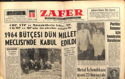 Zafer Gazetesi - 1 Mart 1964 - 1964 Bütçesi Onaylandı GZ110629 - 1