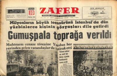 Zafer Gazetesi - 10 Haziran 1964 - Gümüşpala Toprağa Verildi GZ110383 - 1