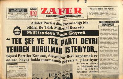 Zafer Gazetesi - 10 Şubat 1964 - Fazıl Küçük Kıbrıs İçin Tek Çıkar Yol Taksimdir GZ110398 - 1