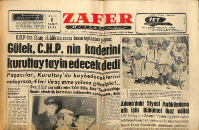 Zafer Gazetesi - 11 Aralık 1962 - Gülek CHPnin Kaderini Kurultay Tayin Edecek Dedi GZ110328 - 1