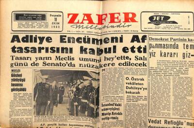 Zafer Gazetesi - 11 Ekim 1962 - Adliye Encümeni Af Tasarısını Kabul Etti GZ110598 - 1
