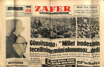 Zafer Gazetesi - 12 Kasım 1963 - Gümüşpala Millet İradesinin Tecellisine Mani Olunamaz Dedi GZ110356 - 1