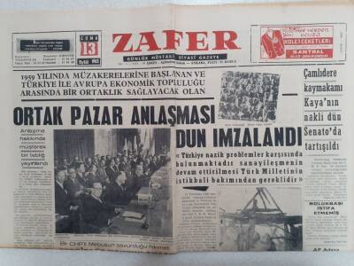 Zafer Gazetesi - 13 Eylül 1963 - Ortak Pazar Anlaşması İmzalandı GZ112401 - 1