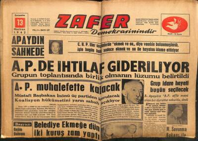 Zafer Gazetesi - 13 Haziran 1962 - APde İhtilaf Gideriliyor GZ110661 - 1
