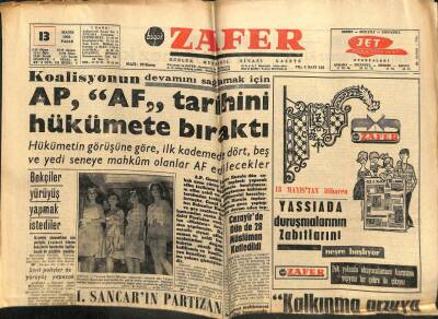 Zafer Gazetesi - 13 Mayıs 1962 - AP,Af Tarihini Hükümete Bıraktı GZ110449 - 1