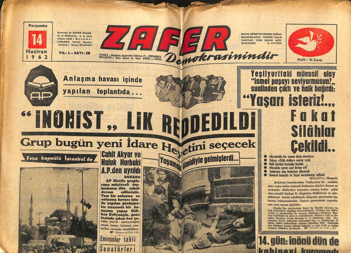 Zafer Gazetesi 14 Haziran 1962 - Çetin Altan Ne Sıfatla Halka Hakaret Etmektedir ? GZ143362 - 1
